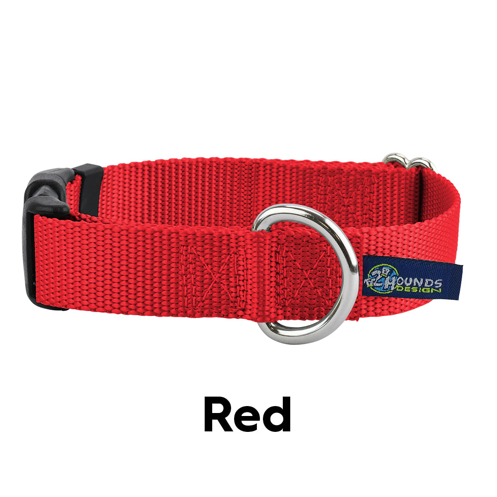 2 Hounds Design 1” Wide Solid Colored Side Release Collars Small (10-14") / Red - Paw Naturals
