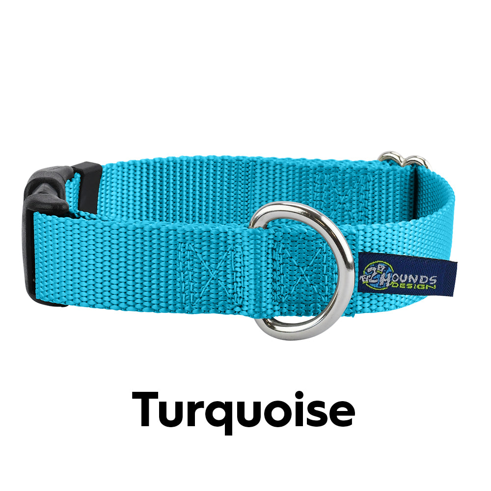 2 Hounds Design 5/8” Wide Solid Colored Side Release Collars Medium (13-18") / Turquoise - Paw Naturals