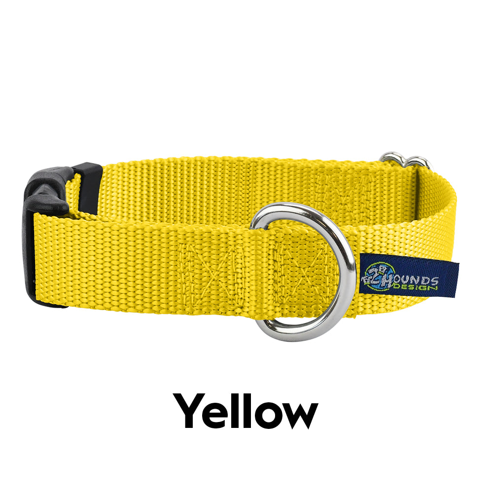 2 Hounds Design 1” Wide Solid Colored Side Release Collars Medium (13-18") / Yellow - Paw Naturals