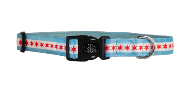Sophisticated Pup Chicago Flag Dog Collar Comfort Soft