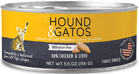 Hound & Gatos Canned Cat Food 5.5oz Chicken & Liver - Paw Naturals