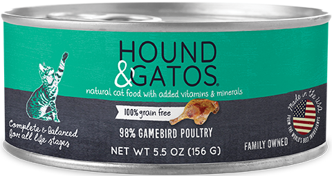 Hound & Gatos Canned Cat Food 5.5oz Gamebird Poultry - Paw Naturals