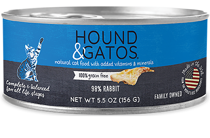Hound & Gatos Canned Cat Food 5.5oz Rabbit - Paw Naturals