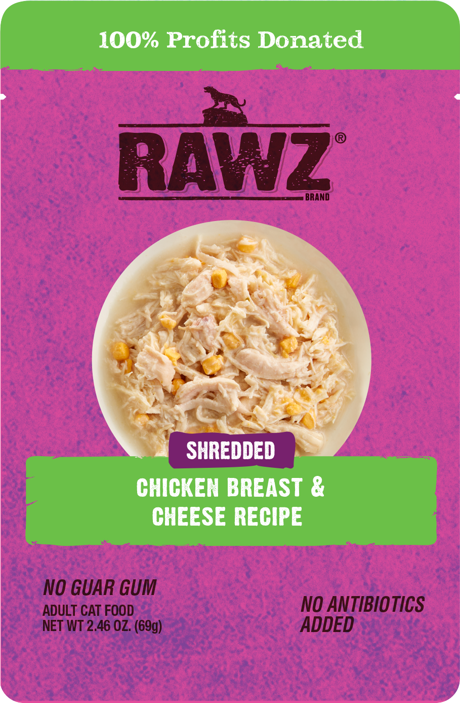 Rawz Shredded Cat Food Pouches 2.46oz Chicken & Cheese - Paw Naturals