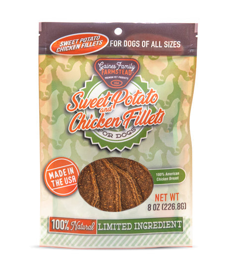 Gaines Family Farmstead Sweet Potato & Chicken Fillets 8oz Dog Treat - Paw Naturals