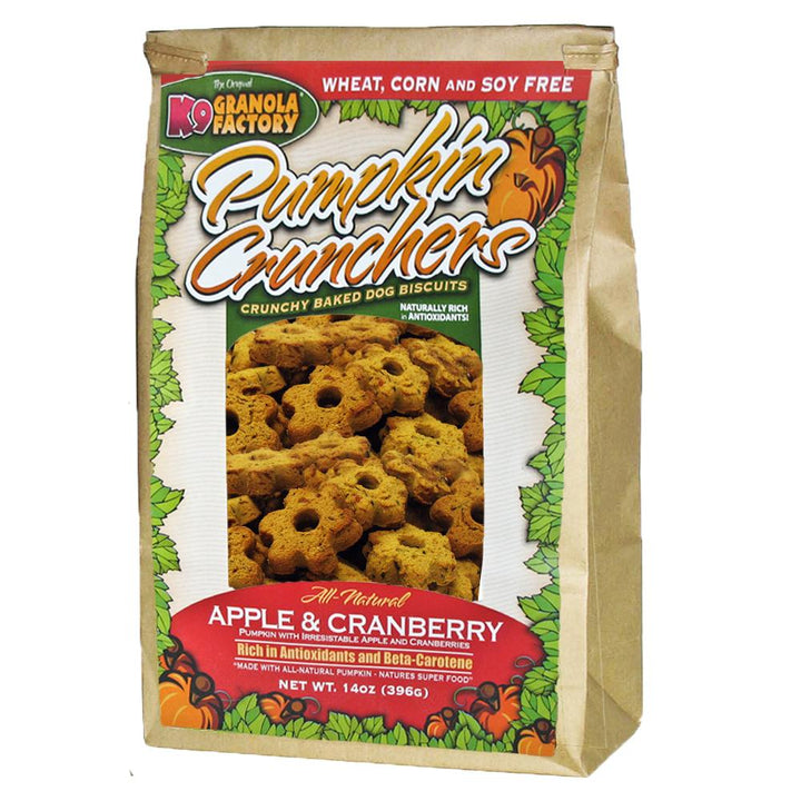 K9 Granola Factory Pumpkin Crunchers Baked Dog Biscuit 14oz Apple Cranberry - Paw Naturals