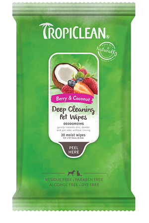 Tropiclean Deep Cleaning Deodorizing Wipes for Pets 20 Ct - Paw Naturals