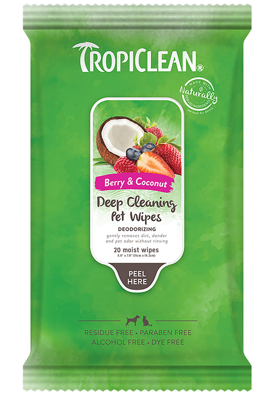 Tropiclean Deep Cleaning Deodorizing Wipes for Pets 20 Ct - Paw Naturals