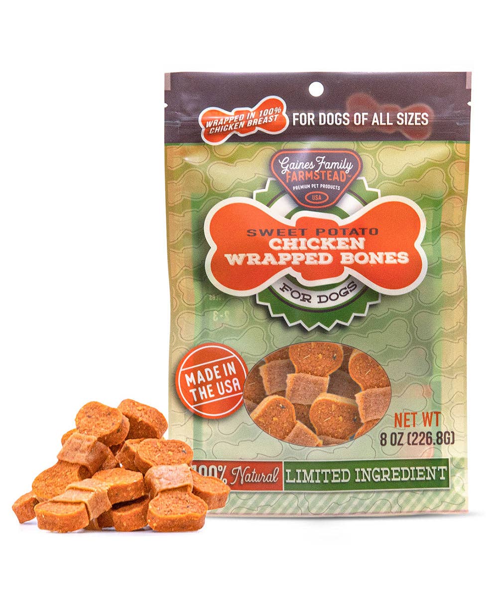 Gaines Family Farmstead Sweet Potato Chicken Wrapped Bones 8oz Dog Treat - Paw Naturals