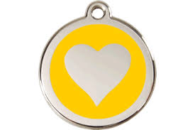 Red Dingo Enamel Pet ID Tag - 1HT - Heart Yellow / Large - Paw Naturals