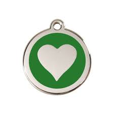 Red Dingo Enamel Pet ID Tag - 1HT - Heart Green / Large - Paw Naturals