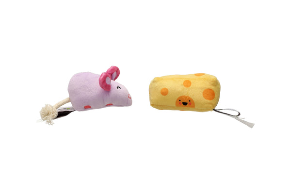 Pearhead Mouse & Cheese Cat Toys, Set Of 2 - Paw Naturals