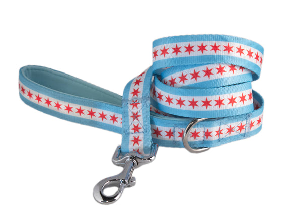 Sophisticated Pup Chicago Flag Dog Leash Comfort Soft Handle