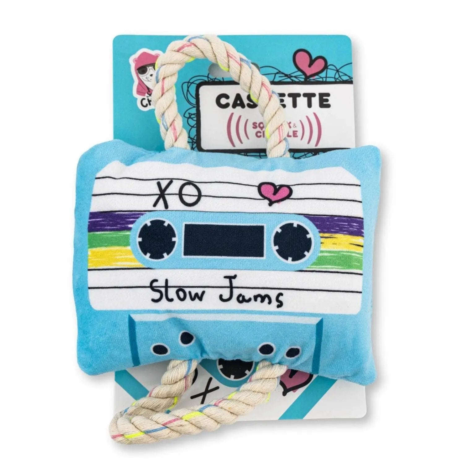 Jojo Modern Pets Retro Cassette Tape Plush Crinkle and Squeaker Dog Toy