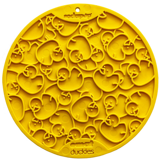 SodaPup Enrichment Mat with Suction Cups Duckies Design Yellow Lickmat for Dogs & Cats