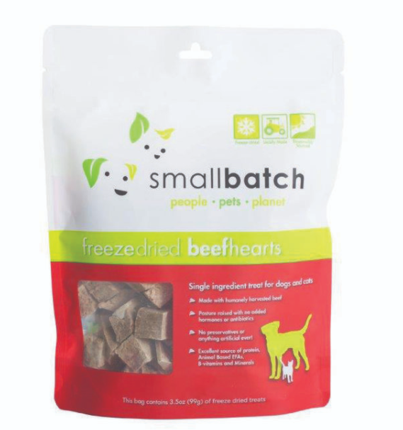 Smallbatch Pets Freeze-Dried Heart Treats 3.5oz Beef - Paw Naturals