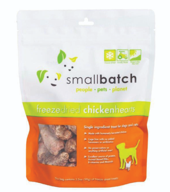 Smallbatch Pets Freeze-Dried Heart Treats 3.5oz Chicken - Paw Naturals