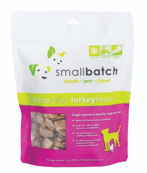 Smallbatch Pets Freeze-Dried Heart Treats 3.5oz Turkey - Paw Naturals