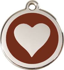 Red Dingo Enamel Pet ID Tag - 1HT - Heart Brown / Large - Paw Naturals