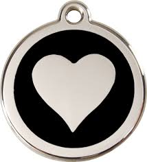 Red Dingo Enamel Pet ID Tag - 1HT - Heart Black / Large - Paw Naturals