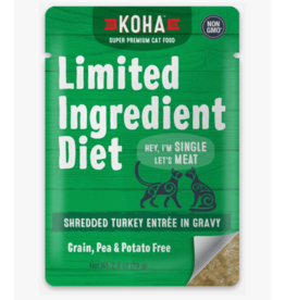 Koha Limited Ingredient Shredded 2.8oz Cat Pouches Turkey - Paw Naturals