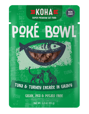 Koha Poke Bowl Entree in Gravy 2.8oz Cat Pouches Tuna & Turkey - Paw Naturals