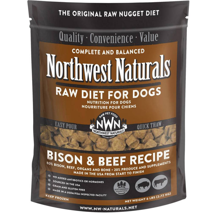 Northwest Naturals Raw Frozen Nuggets Dog Food 6LB Bison - Paw Naturals