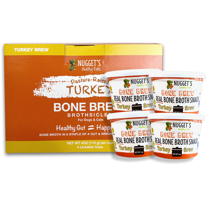 Nugget's Healthy Eats Frozen Bone Brew Treats For Dogs & Cats Turkey 4oz 4pk - Paw Naturals