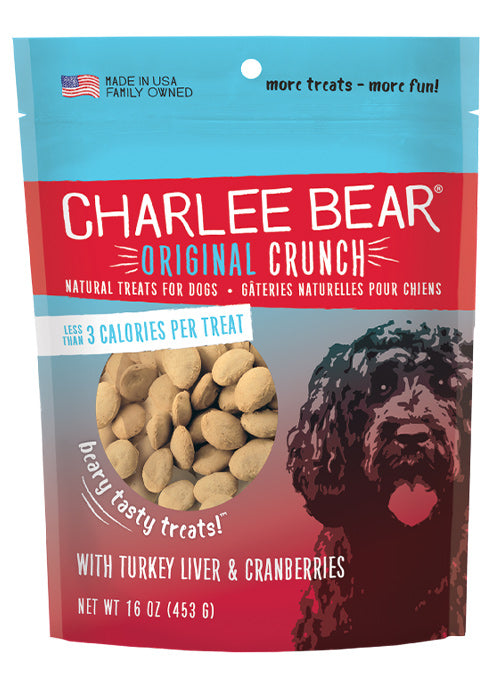 Charlee Bear Original Crunch 16oz Dog Treats Turkey Liver & Cranberries - Paw Naturals