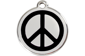 Red Dingo Enamel Pet ID Tag - 1PC - Peace Sign Black / Large - Paw Naturals