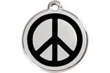 Red Dingo Enamel Pet ID Tag - 1PC - Peace Sign Black / Large - Paw Naturals