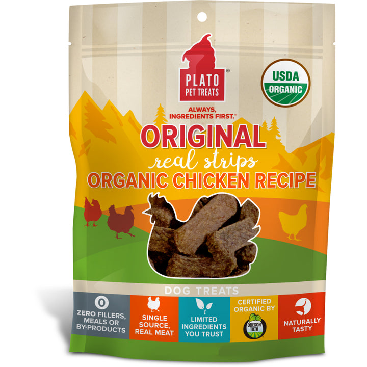 Plato Original Real Meat Strips Dog Treats 18oz / Chicken - Paw Naturals