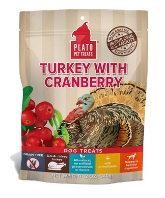 Plato Real Meat Dog Treats Turkey & Cranberry / 12oz - Paw Naturals