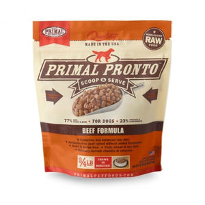 Primal Pronto Raw Frozen Dog Food .75lb Beef - Paw Naturals