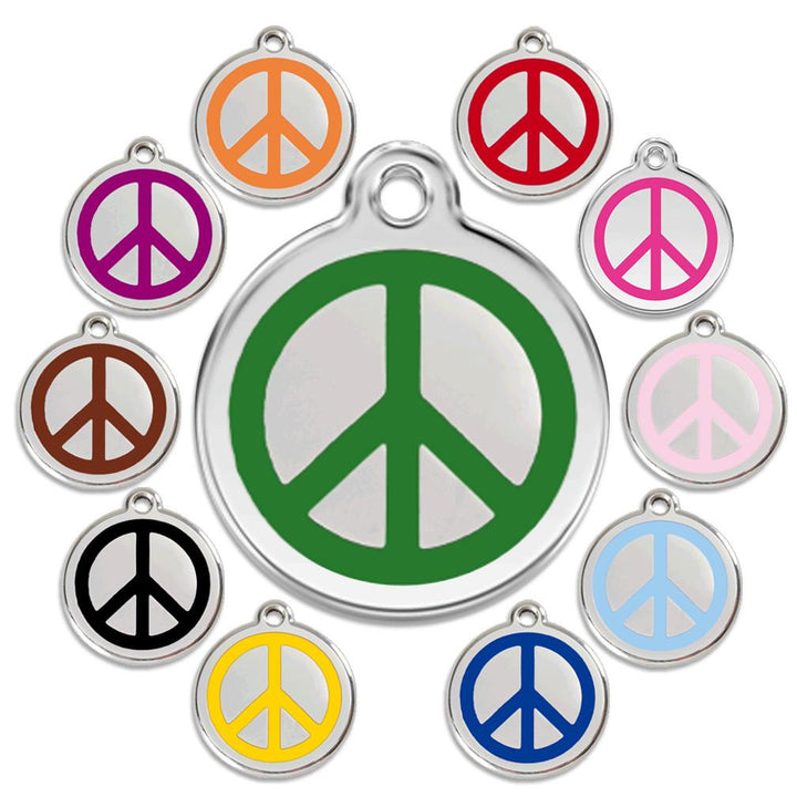 Red Dingo Enamel Pet ID Tag - 1PC - Peace Sign - Paw Naturals