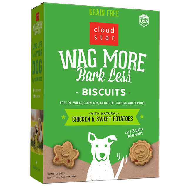 Cloud Star Wag More Bark Less Grain-Free Biscuits 14oz Dog Treat Chicken - Paw Naturals