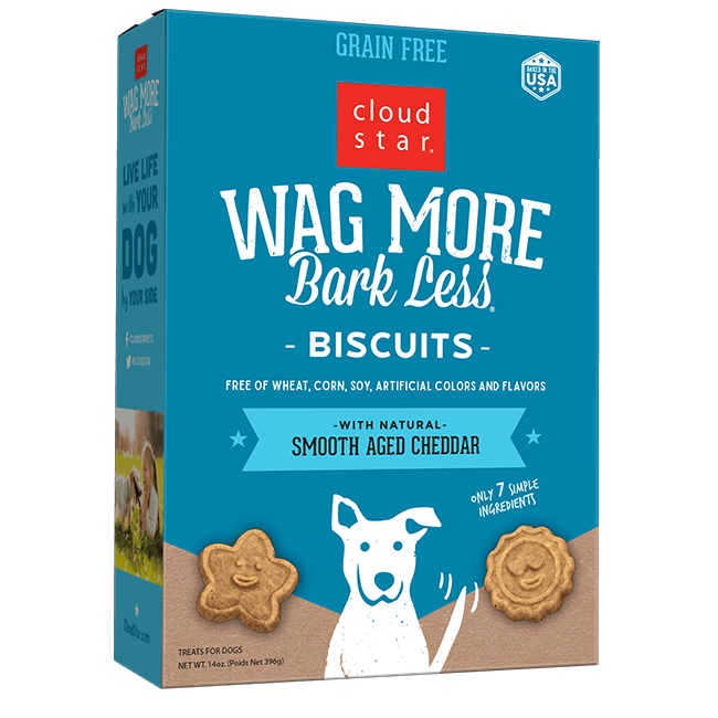 Cloud Star Wag More Bark Less Grain-Free Biscuits 14oz Dog Treat Cheddar - Paw Naturals